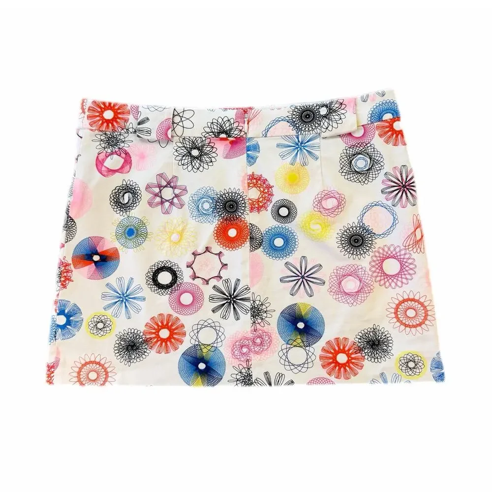 Kate Spade Saturday White Multi Color Spirograph Print Geometric Mini Skirt